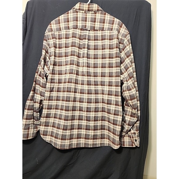 Jachs Mens Flannel Shirt Button Down Cotton Brown Gray Large - Picture 6 of 8